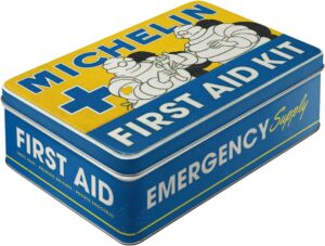 Nostalgic-Art Retro Storage Jar Flat 2.5 Litre Michelin - First Aid Kit - Gift Idea for Motor Fans Original Licensed Product (OLP) Tin Tin with Lid Vintage Design Tyre Decoration