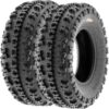 Set of 4 19x7-8 Front & 20x11-9 Rear ATV UTV Knobby Sport Tires,6 PR Tubeless A027