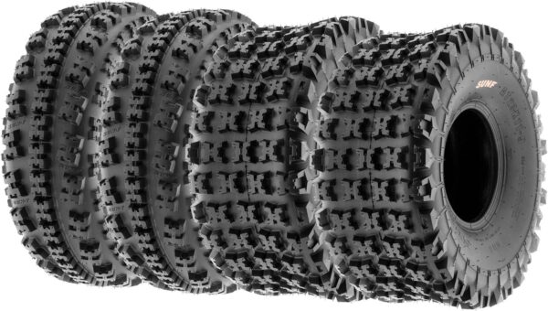 Set of 4 19x7-8 Front & 20x11-9 Rear ATV UTV Knobby Sport Tires,6 PR Tubeless A027