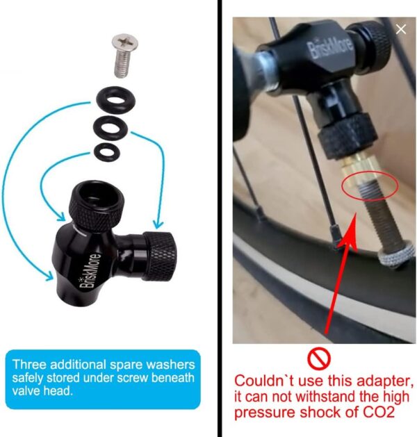 BriskMore CO2 Inflator Kits with 9X16g or 5 X 16g CO2 Cartridges, Presta and Schrader Valve Compatible, Bike Tire CO2 Pump, Included Insulated Sleeve