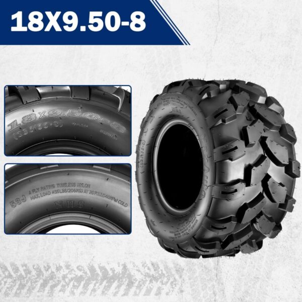 MaxAuto Sport ATV Tires 18x9.5-8 Lawn Mower Tires ATV UTV Off-Road Tires Knobby Sport Golf Cart Tractor Turf Tire 18x9.50x8 All-Terrain 4PR P311 Set of 4