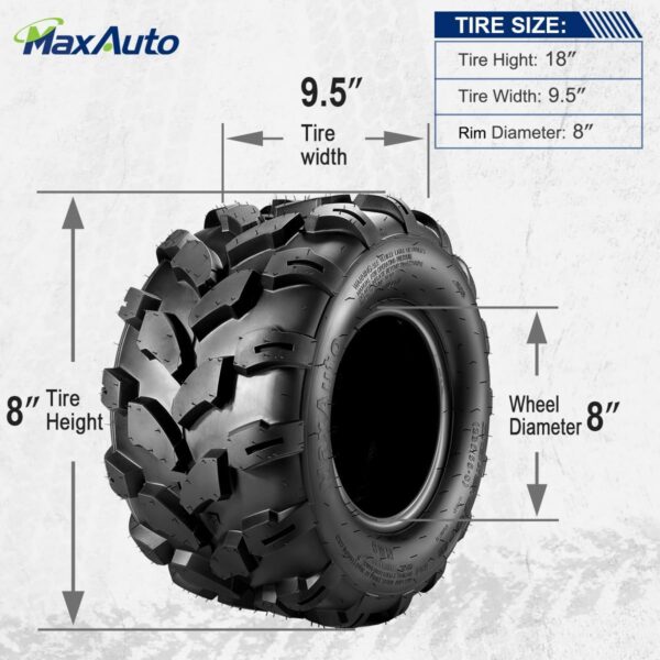 MaxAuto Sport ATV Tires 18x9.5-8 Lawn Mower Tires ATV UTV Off-Road Tires Knobby Sport Golf Cart Tractor Turf Tire 18x9.50x8 All-Terrain 4PR P311 Set of 4