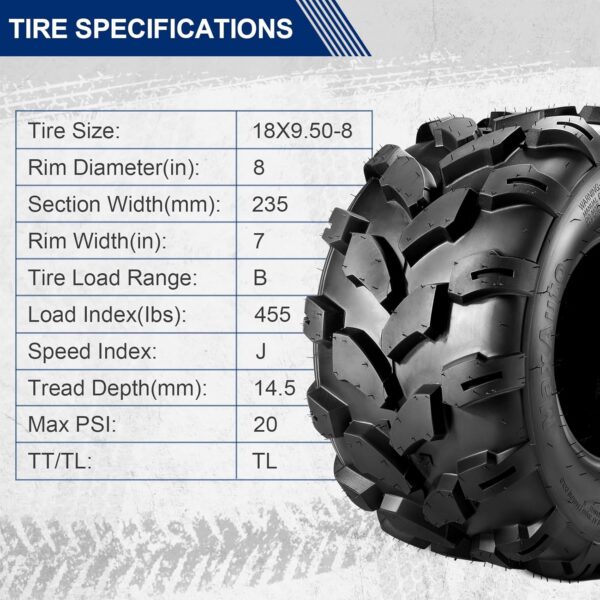 MaxAuto Sport ATV Tires 18x9.5-8 Lawn Mower Tires ATV UTV Off-Road Tires Knobby Sport Golf Cart Tractor Turf Tire 18x9.50x8 All-Terrain 4PR P311 Set of 4