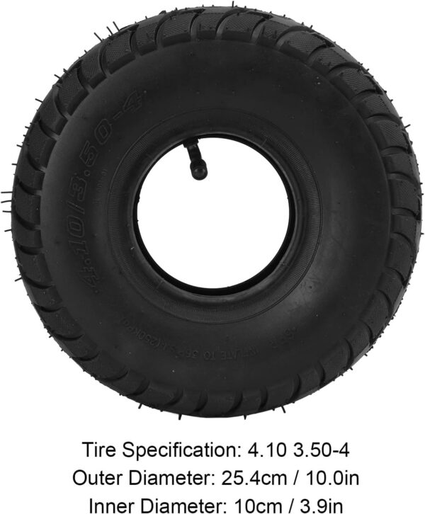 Shanrya 10 Inch Tire and Tube, 4.10/3.50‑4 Tire and Tube Butyl Rubber Heavy Duty Shock Absorption for Hand Trucks for Lawn Mowers