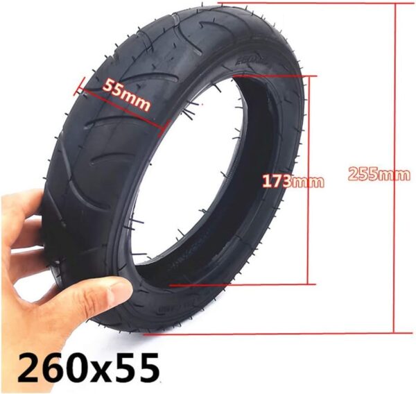 JQCHY Electric Scooter Tires, 10 Inch 260X55 Anti-skid Inner and Outer Tires Baby Carriage Thickened Wear-resistant Tires, Baby Carriage Accessories