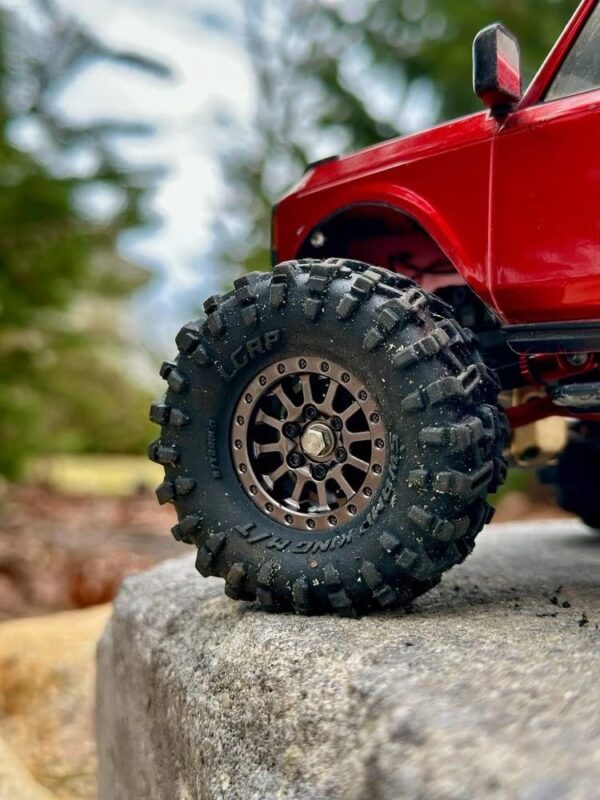 Little Guy Racing Swamp King M/T (57mm) 1.0 Inch Tires Compatible with 1/24 RC Axial SCX24, RGT, Element, Enduro, URUAV (2 Tires per Order), Black, 57mmx22mmR1 + Free Get4Cheap Sticker