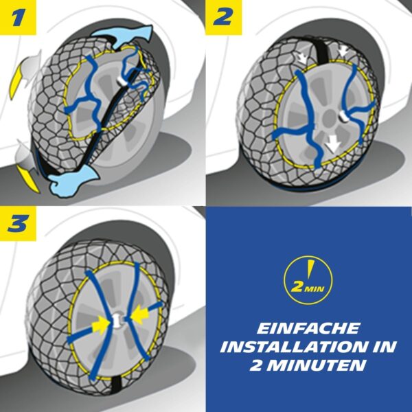 MICHELIN Easy Grip Evolution 7 Snow Chains Car Textile Snow Chains Pack of 2 Tyres Snow Chains Ultra Performance Easy to Use