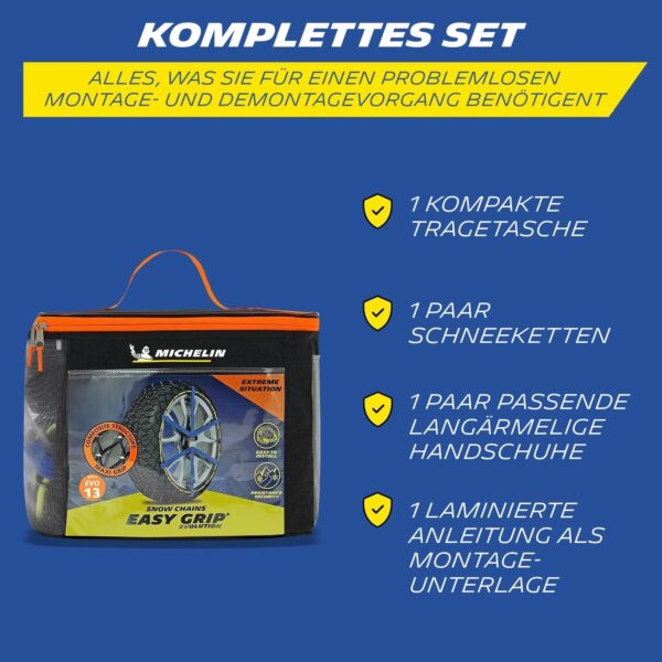 MICHELIN Easy Grip Evolution 7 Snow Chains Car Textile Snow Chains Pack of 2 Tyres Snow Chains Ultra Performance Easy to Use