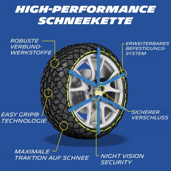 MICHELIN Easy Grip Evolution 7 Snow Chains Car Textile Snow Chains Pack of 2 Tyres Snow Chains Ultra Performance Easy to Use