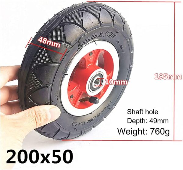JQCHY Electric Scooter Tires, 8-inch Electric Scooter Front and Rear Wheels 200x50 Non-Slip Wear-Resistant Tire Replacement Parts,1 red Pneumatic Wheel
