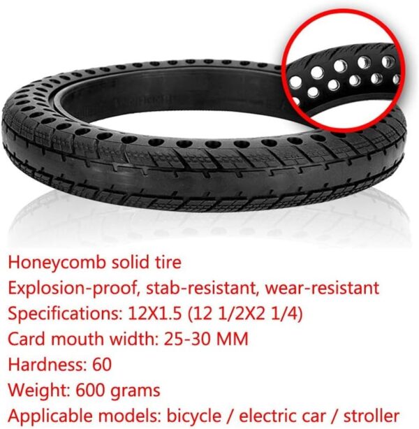 JQCHY Electric Scooter Tires, 12 1/2X2 1/4 Honeycomb Solid Tires, 12X1.5 Explosion-proof and Wear-resistant, Suitable for 12-inch Strollers/Bicycles
