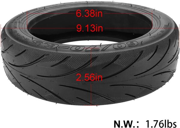 MIMIRACLE 60/70-6.5 Scooter Tire Tubeless Compatible with Segway Ninebot Max G30, Self Repairing Rubber Vacuum Outer Tyre Non-Slip